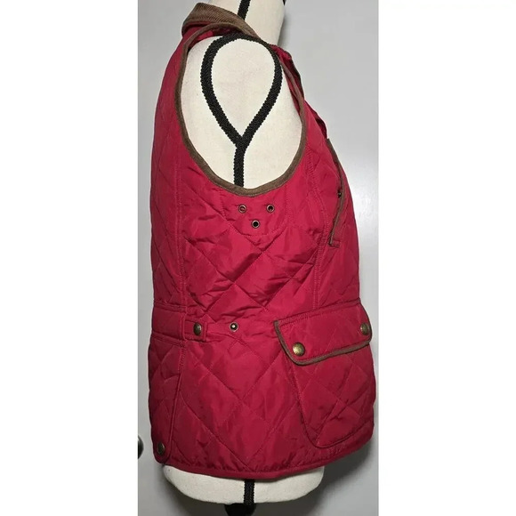 Lauren Ralph Lauren Women's Vest Quilted Square Red Pockets Zipper Front Small - Picture 5 of 8